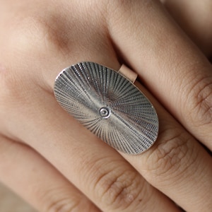 Illusions Mandala Statement Ring Adjustable Size Sterling Silver 925 Artisan