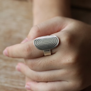 Elllipse Spiral Statement Ring Adjustable Size, 925 STERLING SILVER Tribal Jewelry