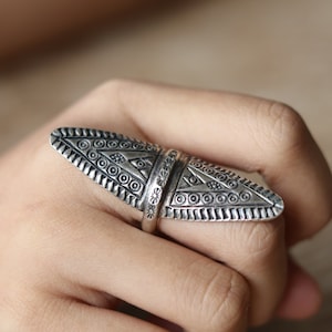 Reflection Shield Large Mandala Statement Ring 925 STERLING SILVER Adjustable Size