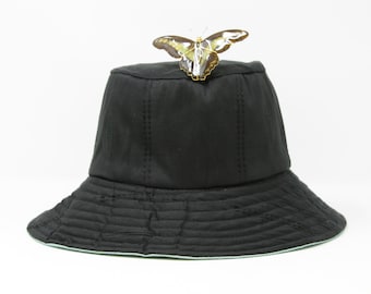 FREE SIZE (LRG) Reversible Silk Bucket-Hat Hand Loomed Premium Mulberry-Silk | Handmade in Thailand Piece Unique