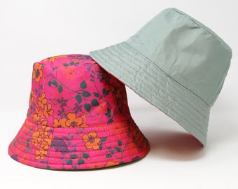 FREE SIZE (MED) Reversible Silk Bucket-Hat Hand Loomed Premium Mulberry-Silk | Handmade in Thailand Piece Unique