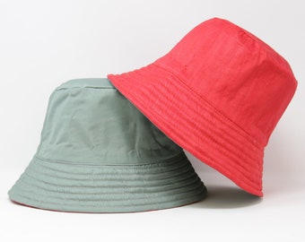 FREE SIZE (MED) Reversible Silk Bucket-Hat Hand Loomed Premium Mulberry-Silk | Handmade in Thailand Piece Unique