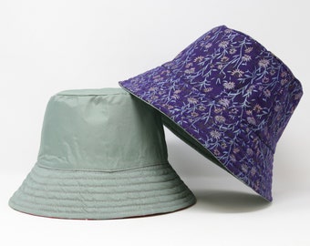 FREE SIZE (MED) Two-Sided Silk Bucket-Hat Artisan Hand Loomed Premium Raw Silk | Handmade in Thailand Piece Unique