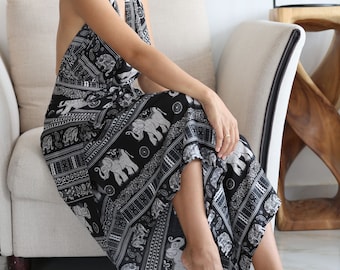 Thai Elephant Palazzo Pants: Hippie Harem Style, Free Size