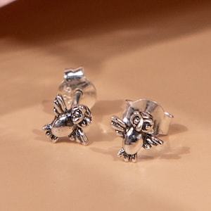 Orecchini a lobo in argento sterling 925 con gufo (P743)