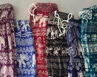 DREIERPACK (3) Unisex Free Size Thai Elephant Hose Hippy Harem Yoga Lose Leichte Baggy Sommerhose. Wählen Sie eine beliebige Farbe!