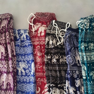 LOT DE TROIS (3) Pantalons unisexes éléphants thaïlandais, taille unique, Harem hippie, Pantalons d'été amples et légers pour le yoga. Choisissez n'importe quelle couleur !