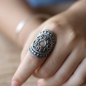 Mandala Statement Ring Adjustable Size 925 STERLING SILVER Tribal Jewelry