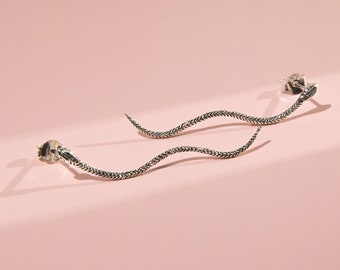 Dangly Snakes .925 Sterling Silver Drop Earrings (AE516)