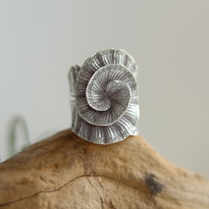 Flower Sterling Silver 925 Artisan Statement Ring Adjustable Size, Boho Ethnic Hippie Tribal Jewelry image 8