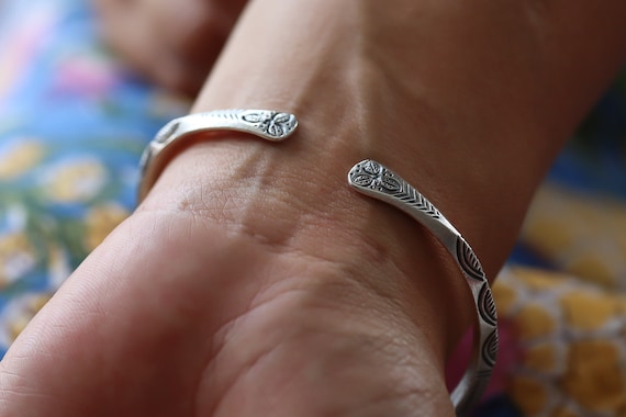 Sterling Silver (925) Tribal Bangle Bracelets Sterling Silver (925) Tribal Bangle Bracelets