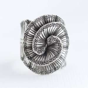 Flower Sterling Silver 925 Artisan Statement Ring Adjustable Size, Boho Ethnic Hippie Tribal Jewelry image 5