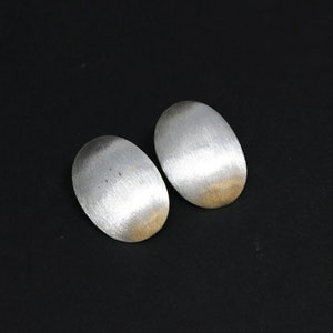 Ellipse Silver Stud Earrings 925 Sterling Silver, Artisan Boho Ethnic Hippie Unique Jewelry
