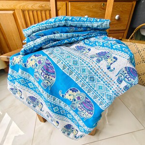 Thai Elephant Pants: Hippie Harem Yoga Trousers - Free Size Light Blue