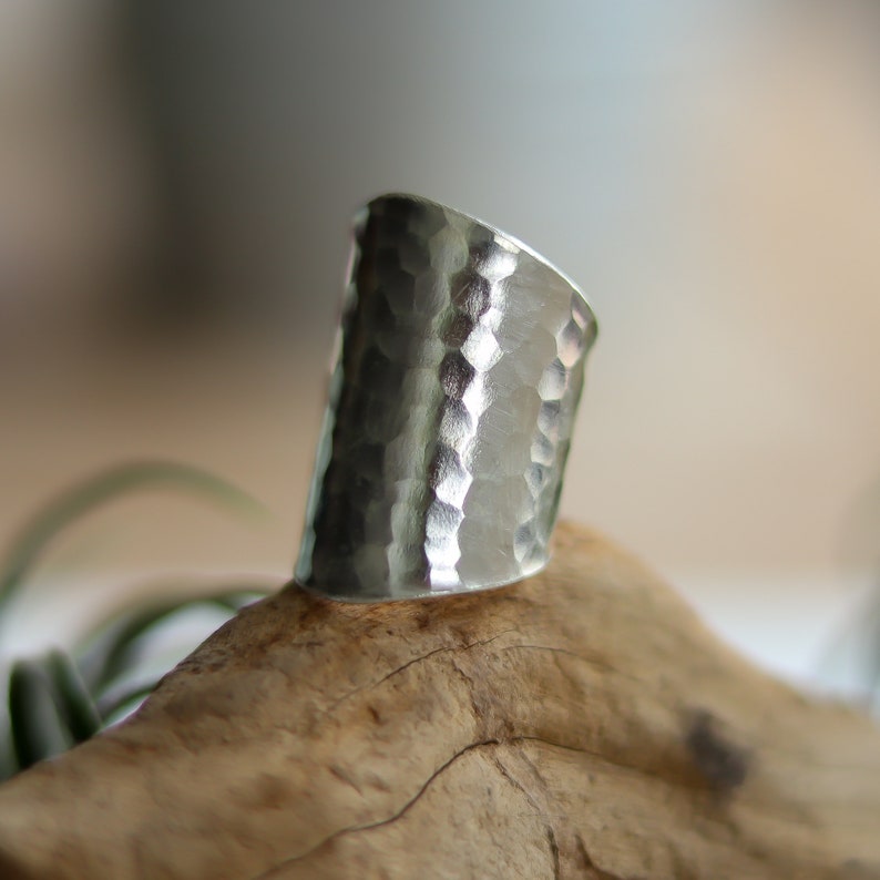 Hammered 925 Sterling Silver Artisan Statement Ring Adjustable Size image 4