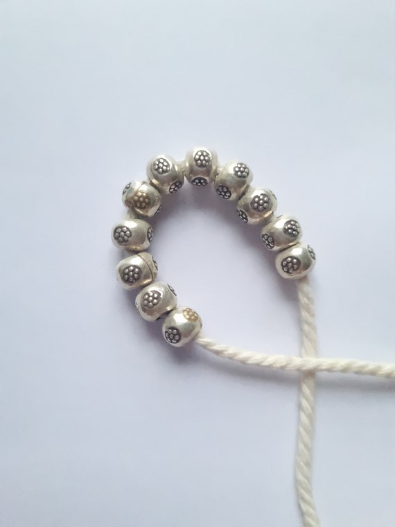 10 Karen Hill-tribe Silver Beads, 97% Silver Content, Handmade