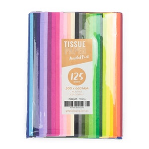 125 Sheets of Assorted Tissue Paper - Mini Ream - 30 different colours!