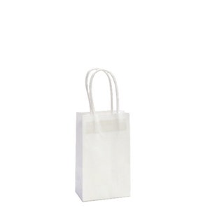 50pcs x KRAFT WHITE Gift Carry Bags - Bulk - Craft Shopping Bag - Micro Small