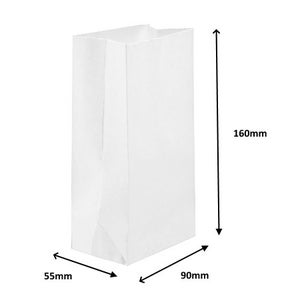 BULK 50 x White Paper Kraft Bags - Party Favor Loot Lolly Treat Bags Wedding Mini Small Birthday