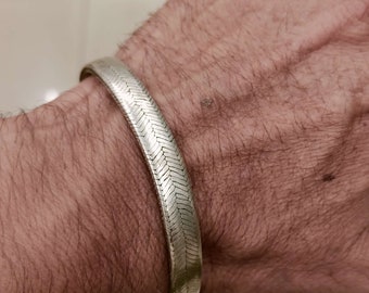 8,5 mm handgefertigtes flaches Schlangenkettenarmband aus 925er Sterlingsilber, indischer Schmuck, Statement-Armband