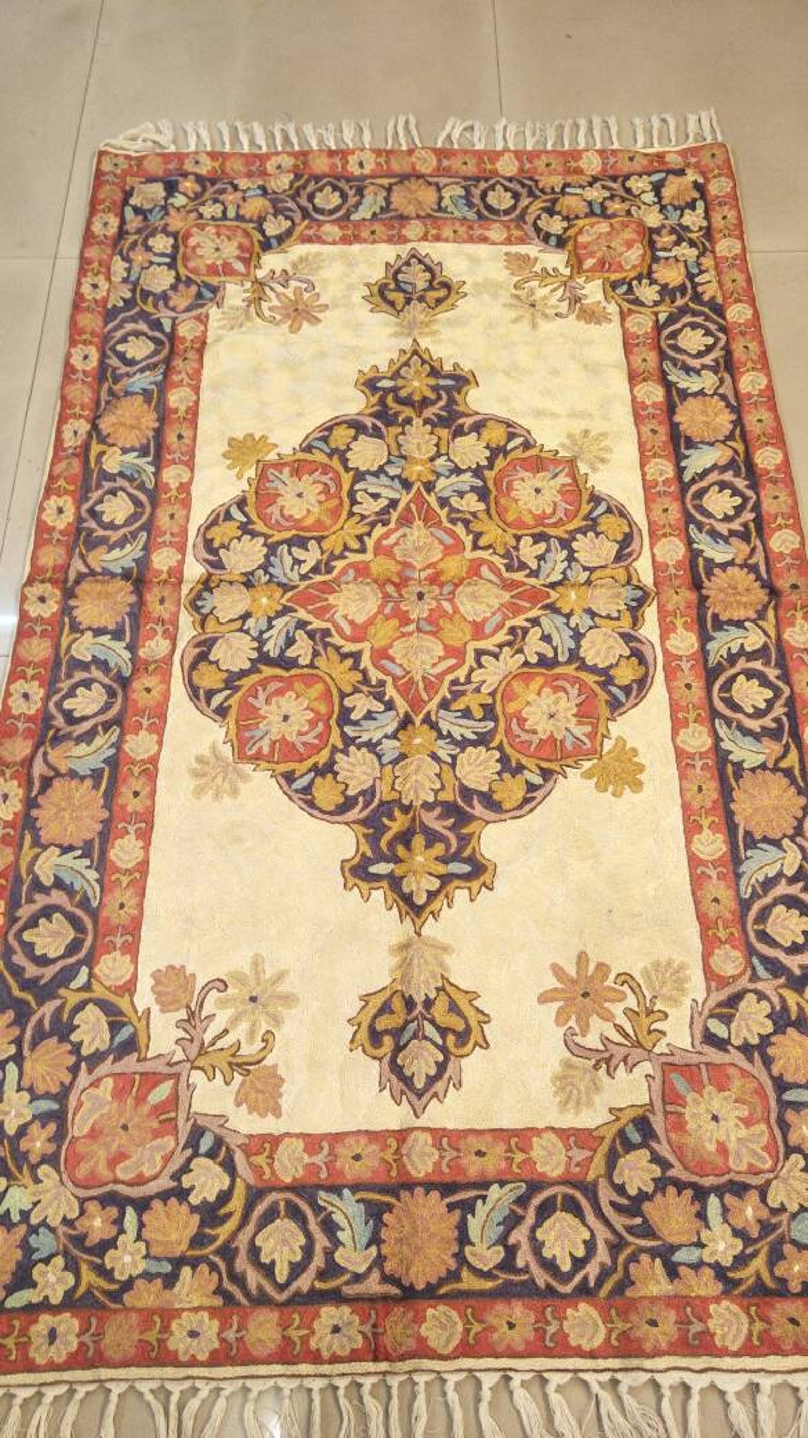Riza Rug Crewel Rug Handmade Kashmir Rug 3x5 Etsy