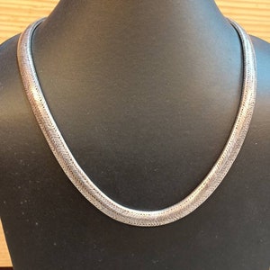 925 Solid Sterling Silver Flat Snake Chain Necklace, Handmade Minimalist Jewelry, Antique Design