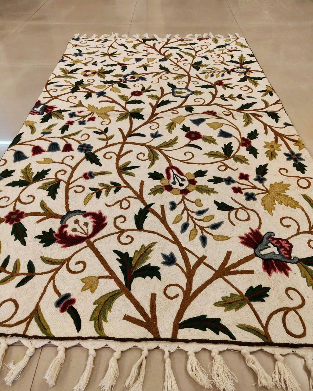 Shah Floral rug Crewel rug Wool Carpet Rug Kashmir Etsy