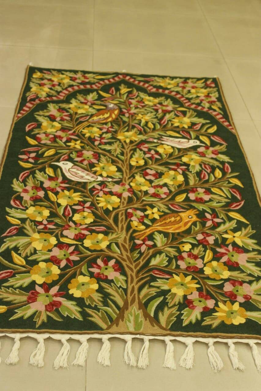 3x5 Kashmir TREE OF LIFE Crewel Rug Wool Tapestry Etsy