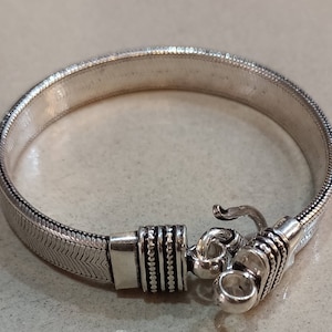 Handmade 925 Sterling Silver Flat Snake Bracelet | Unisex Cuff Bracelet