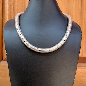 Solid Round Sterling Silver Snake Chain Necklace 925, Antique Design Jewelry, Silver Necklace 7mm, 8mm, 9mm, 10mm