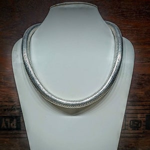 12mm Handmade Solid Round Sterling Silver Snake Chain Necklace, Antique Design Jewelry, Silver Necklace