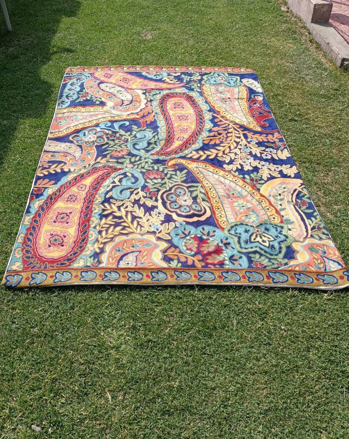 Handmade Floral Rug Decorative Tapestry Rug Crewel Rug 4x6 Etsy UK