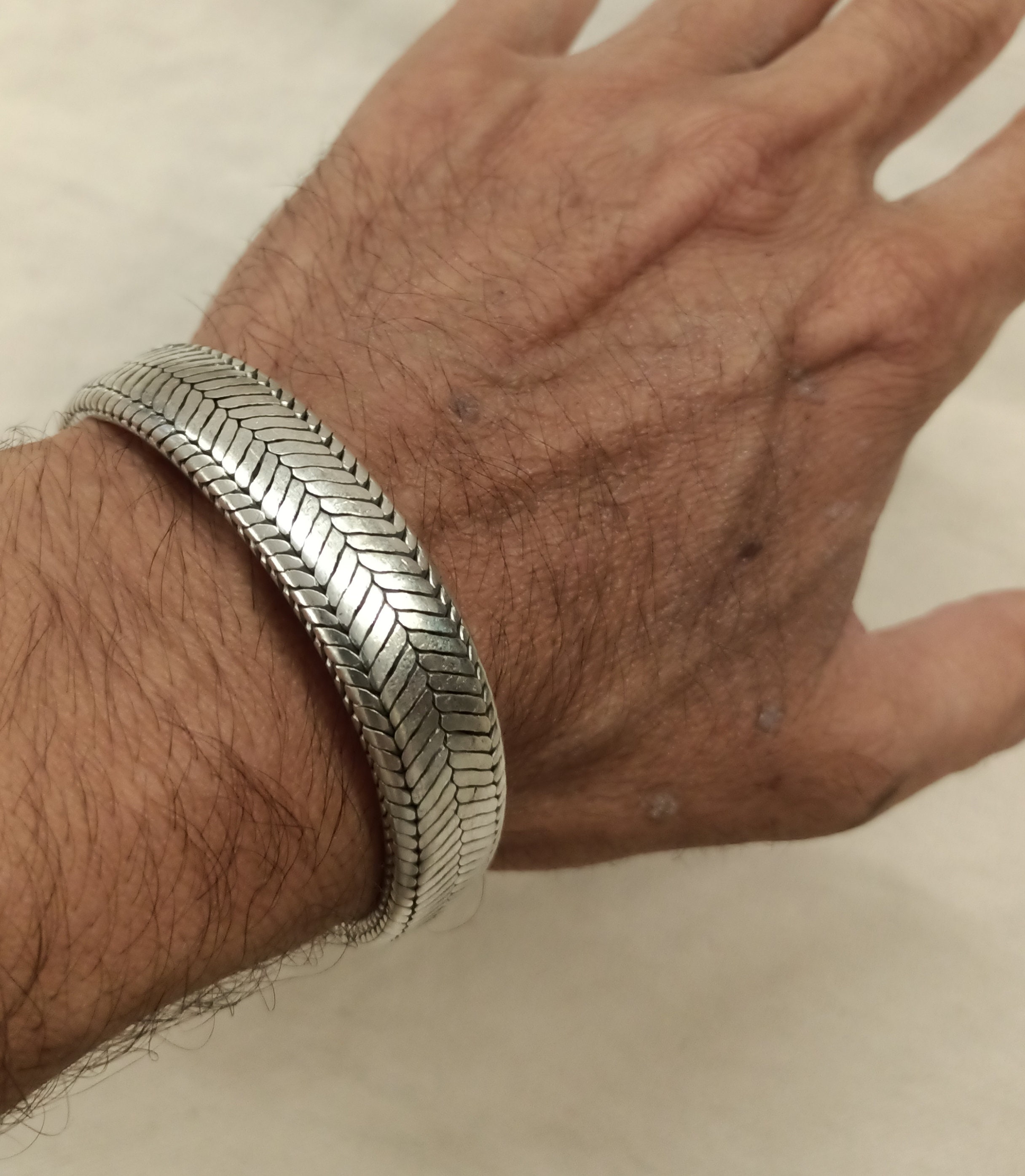 ★TATIANA★ (Silver 925) Modern Flat Snake Chain Bracelet BR Flat Snake Silver Bracelet , Wrist Bracelet, 925 Sterling