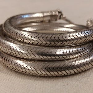 Pu&ograve; includere: Una collana a catena di serpente d'argento con un design intrecciato testurizzato. La catena &egrave; arrotolata e pronta per essere indossata.