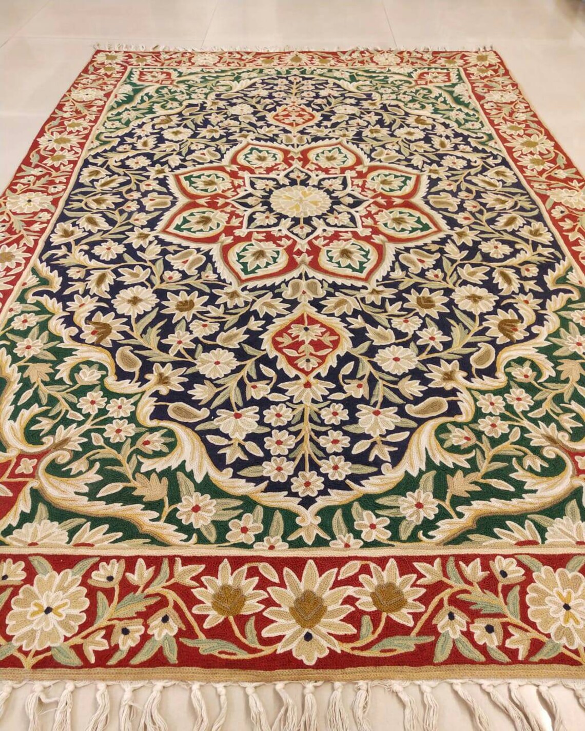 Pazli Floral Area Rug Tapis Laine Indian wool Rug 4x6 Etsy