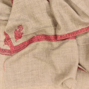 GI Certified Pure Pashmina Scarf, Pure Cashmere Scarf, Kashmiri Sozni Hand Embroidery, Paisley Boho Wraps, Beige Women Scarf, Warm & Soft