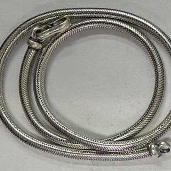 4mm handgemachte Schlangenkette, 925 massive runde Sterling Silber Schlangenkette Halskette, minimalistischer, antiker Designschmuck
