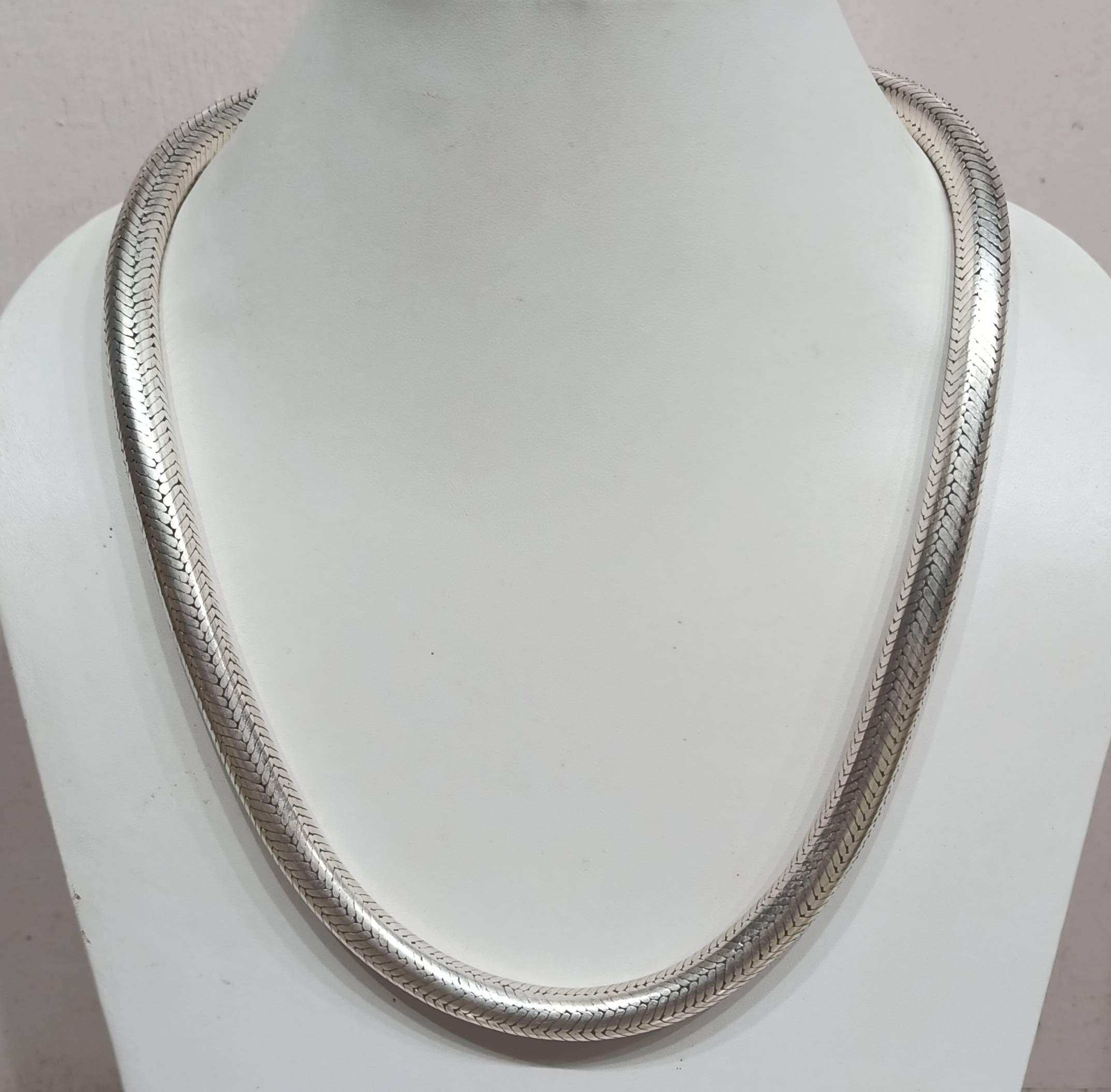 Silver Chain 925 Solid Snake Diamond-Cut 0 3/32in 23 5/8in Ladies