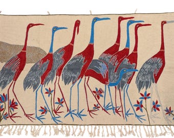 5x3 Beautiful Nishat Cranes Wall Tapestry | Bird Art | Wall Decor || Handmade Wall Hanging Rug