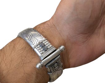15 mm breites flaches Schlangenkettenarmband für Männer & Frauen, massives 925er Sterlingsilber, handgefertigter indischer Schmuck