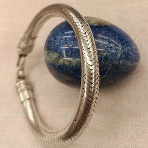 7mm Exquisite Unisex Handmade Sterling Silver Snake Bracelet from India, Vintage Style 20cm