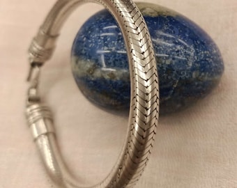 7mm Exquisite Unisex Handmade Sterling Silver Snake Bracelet from India, Vintage Style 20cm