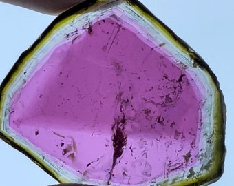 Fetta di tormalina rosa del Madagascar / Fetta di gemma verde e rosa naturale / Collezionista bicolore / Liddicoatite