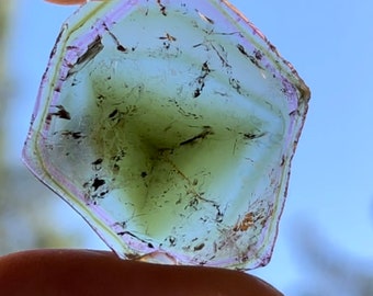 Fetta di tormalina rosa del Madagascar / Fetta di gemma verde e rosa naturale / Collezionista bicolore / Liddicoatite