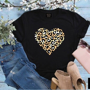 Mother’s Day Leopard Heart Shirt, Mother’s Day Shirts For Women, Womens Mother Shirt, Heart Shirt, Love Heart Shirt