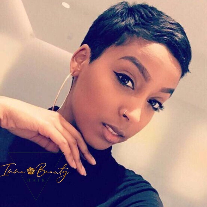 LONDON Short Cut Pixie Straight Human Hair Boy Cut Wig Etsy