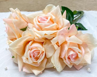 Real Touch Roses (Two Toned Apricot and Peach) | Peach Roses | Artificial Roses | Silk Roses | Roses