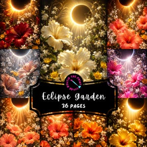 Páginas para diario creativo de jardín, kit imprimible para diario Jardín Celestial, papel para álbum de recortes Jardín Lunar, papel digital floral, descarga instantánea