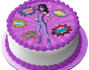 Super Mom Comics Edible Image Cake Topper
