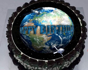 Earth Planet Edible Image Cake Topper